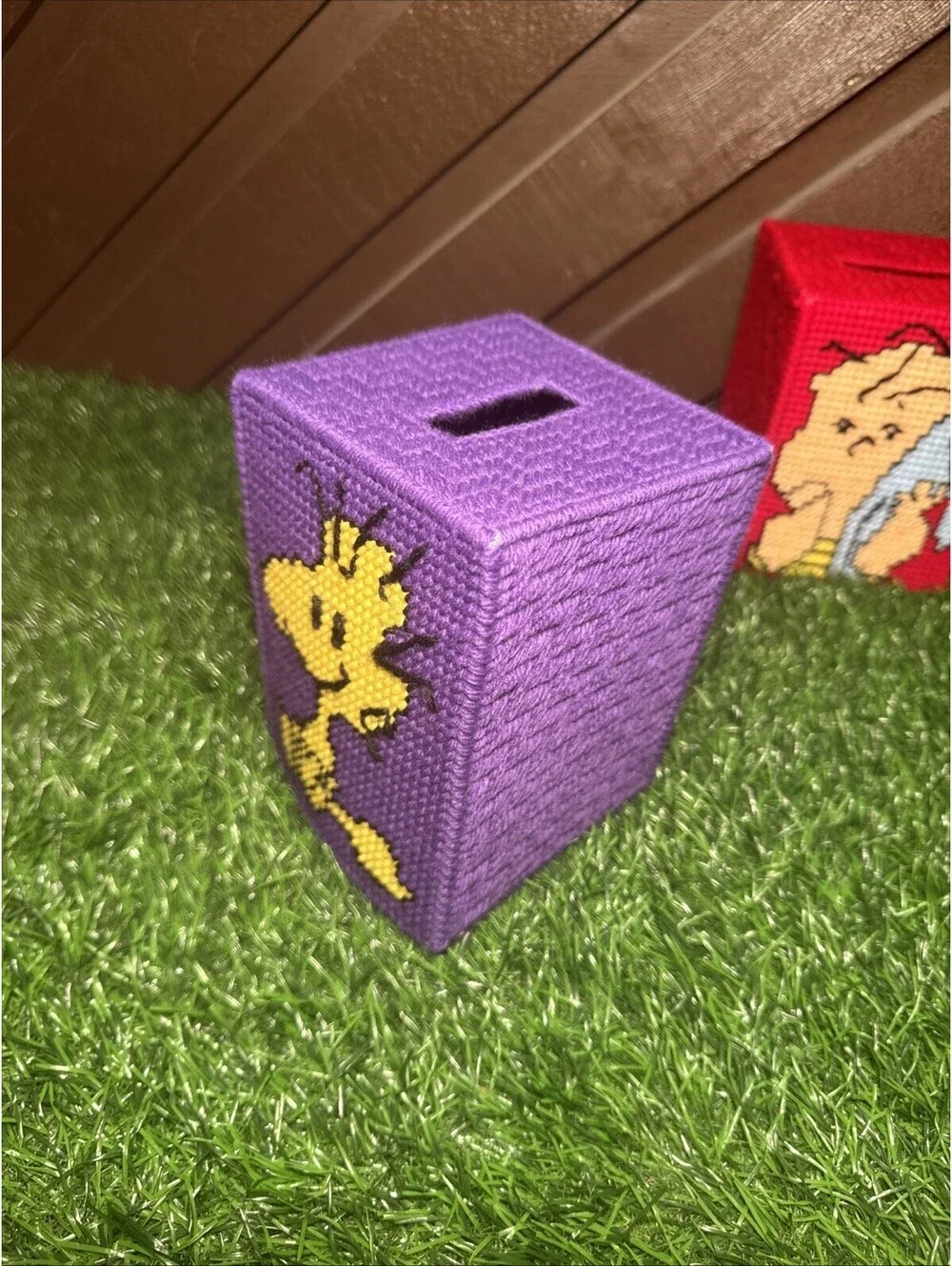 Vtg Peanuts Plastic Canvas Tissue Box Covers Lot of 8 Charlie Brown Snoopy Lucy